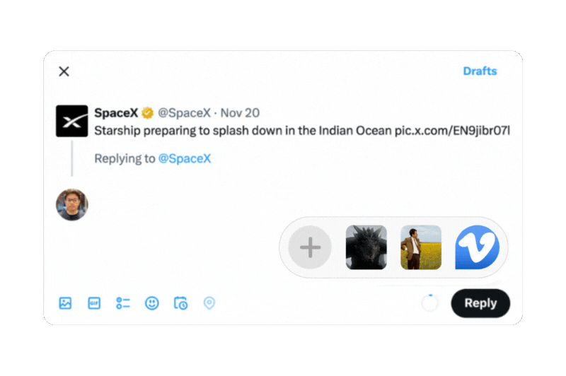 Tweet interface showing SpaceX post